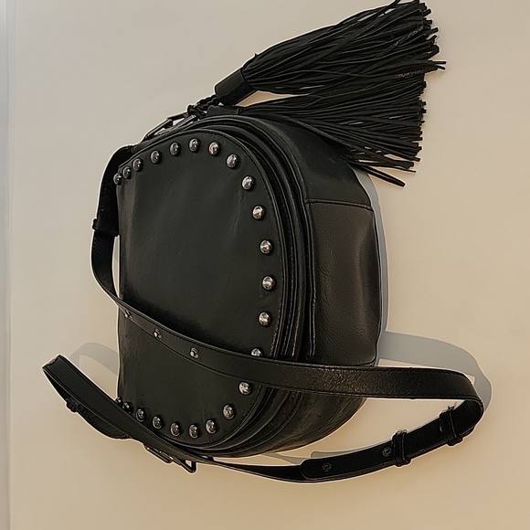 Black Studded Leather Crossbody Bag - Picture 7 of 13